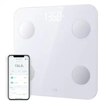 Wyze Scale S, Scale for Body Weight, Digital Bathroom Scale for Body Fat, BMI, Muscle, Heart Rate, Body Composition Analyzer with App, Batteries Included, Bluetooth, White