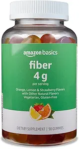 Amazon Basics Soft Fiber Gummies for Digestive Health and Regularity, Lemon & Flavors (Previously Solimo)