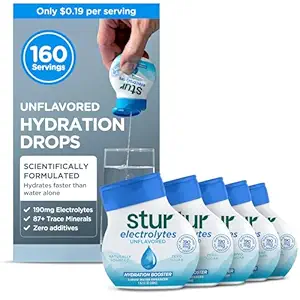 Stur Electrolyte Drops | Source of B Vitamins for Instant Hydration | No Sugar, No Sweeteners | Zero Calories | Liquid Water Enhancer | Vegan & Keto Friendly | 5 Bottles (Makes 160 Drinks)