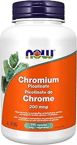 NOW Foods Supplements, Chromium Picolinate 200 mcg, Insulin Co-Factor*, 250 Veg Capsules