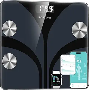 Posture Scale for Body Weight, Digital Bathroom Smart Scale, 13 Body Composition Analyzer Sync Weight Scale BMI Health Monitor Sync Apps - Black