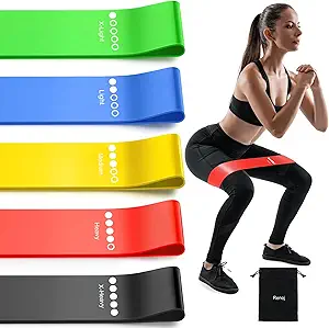 Resistance Bands for Working Out, 5-Pack Elastic Exercise Bands for Strength Training, Stretching, Workout; Home Gym Equipment for Women Men, Pilates Yoga Physical Therapy, Leg Glute Arm Exercise Kit