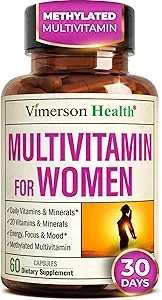 Multivitamin for Women with Methylated Vitamins and Chelated Minerals for Energy, Focus and Immune Health – Premium Daily Womens Multivitamins & Multiminerals –
