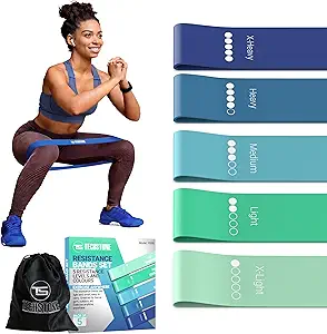 TechStone Resistance Bands Set for Men and Women Different Levels Elastic Band for Home Gym Long Exercise Workout – Great Fitness Equipment for Training, Yoga – Free Carrying Bag