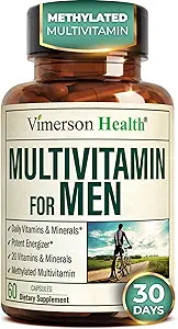 Multivitamin for Men with Methylated Vitamins and Chelated Minerals for Energy, Focus and Immune Health – Premium Daily Mens Multivitamins & Multiminerals –