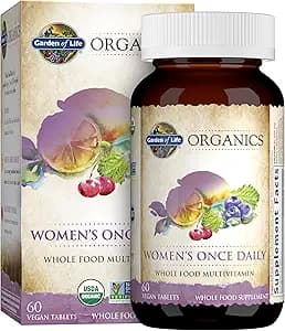 Garden of Life Organics Multivitamin for Women - Women's Once Daily Multi - Whole Food Multi with Iron, Biotin, Vegan Organic Womens Multivitamin for Health, Energy Hair Skin and Nails