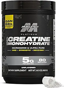 MuscleTech Creatine Monohydrate Powder, Platinum Pure - Micronized Creatine for Men & Women - Workout Supplements for Performance, Muscle Recovery & Builder-() Packaging May Vary
